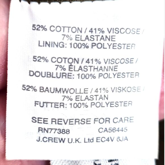 J.Crew Fitted Sheath Cotton Blend Stretch Tuscan Olive Size 14 - Picture 10 of 10